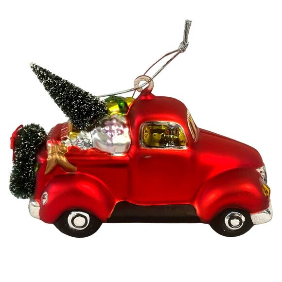 Department 56 Handblown Mercury Glass Jumbo Christmas Pickup Truck Ornament-NWT - Picture 2 of 7